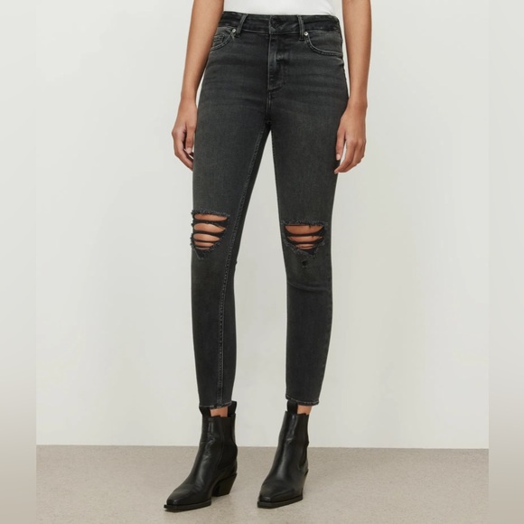 All Saints Dax High-Rise Skinny Jeans in Washed Black - Picture 1 of 8